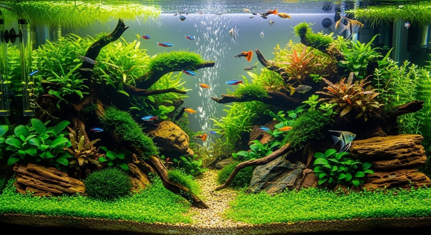 Photographie illustrant le monde des aquariums d'eau douce